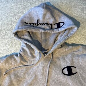 Champion Heather Gray Cropped Hoodie